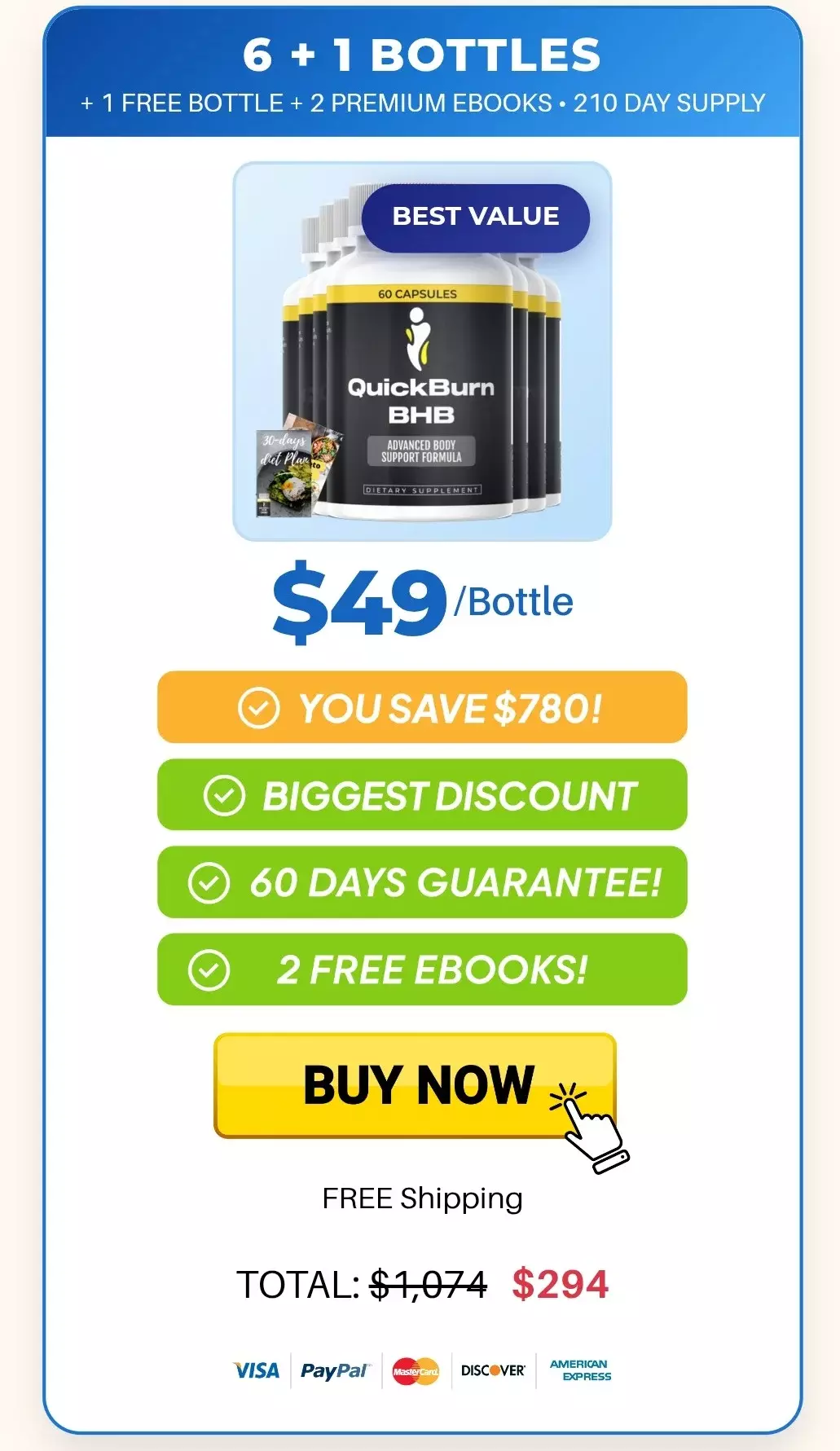 QuickBurn BHB™ 6 bottles pricing